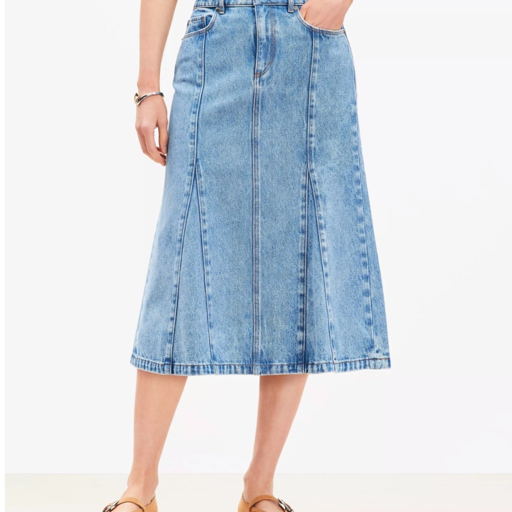 LOFT Light Blue A-Line Denim Skirt - Picture 2 of 3
